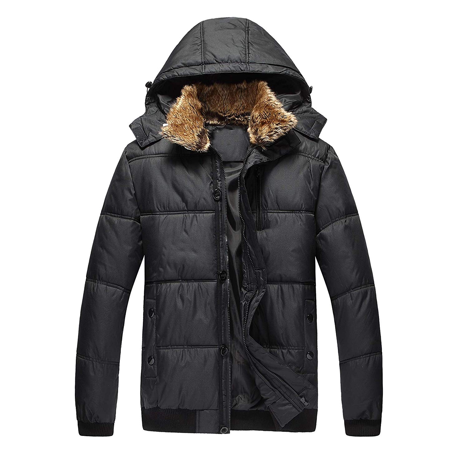 M123 Men's Hooded Winter Jacket - Outdoor Thick Down Jacket with Fur Collar Hood